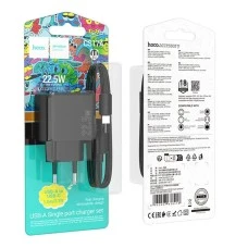 СЗУ-адаптер Hoco CS17A 22.5W (1USB) + кабель Type-C (Чёрный)
